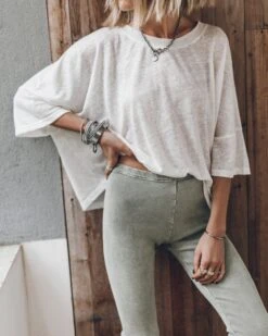 The White Loose Linen T-Shirt -Modern Ladies Wear Store IMG 6053