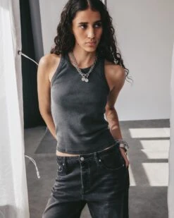 The Dark Faded Standard Tank Top -Modern Ladies Wear Store mikuta black baggy jeans dark faded standard tank top aya f SS25 2739