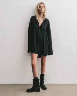 The Black Flowy Shirt Dress 13 The Black Flowy Shirt Dress -Modern Ladies Wear Store mikuta black flowy shirt dress black buckle boots marie c SS25 1853