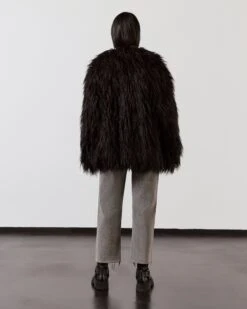 The Black Fluffy Jacket 14 The Black Fluffy Jacket -Modern Ladies Wear Store mikuta black fluffy jacket grey cropped straight jeans black biker boots model lisa 2