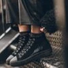 The Black Platform Sneakers 1 The Black Platform Sneakers -Modern Ladies Wear Store mikuta black platform sneakers black sherpa cropped knitted sweater straight leather pants 1355