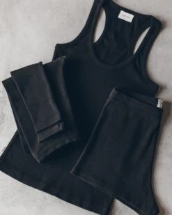 The Black Ribbed Shorts -Modern Ladies Wear Store mikuta black ribbed tank top black ribbed shorts black ribbed leggings 5730 2