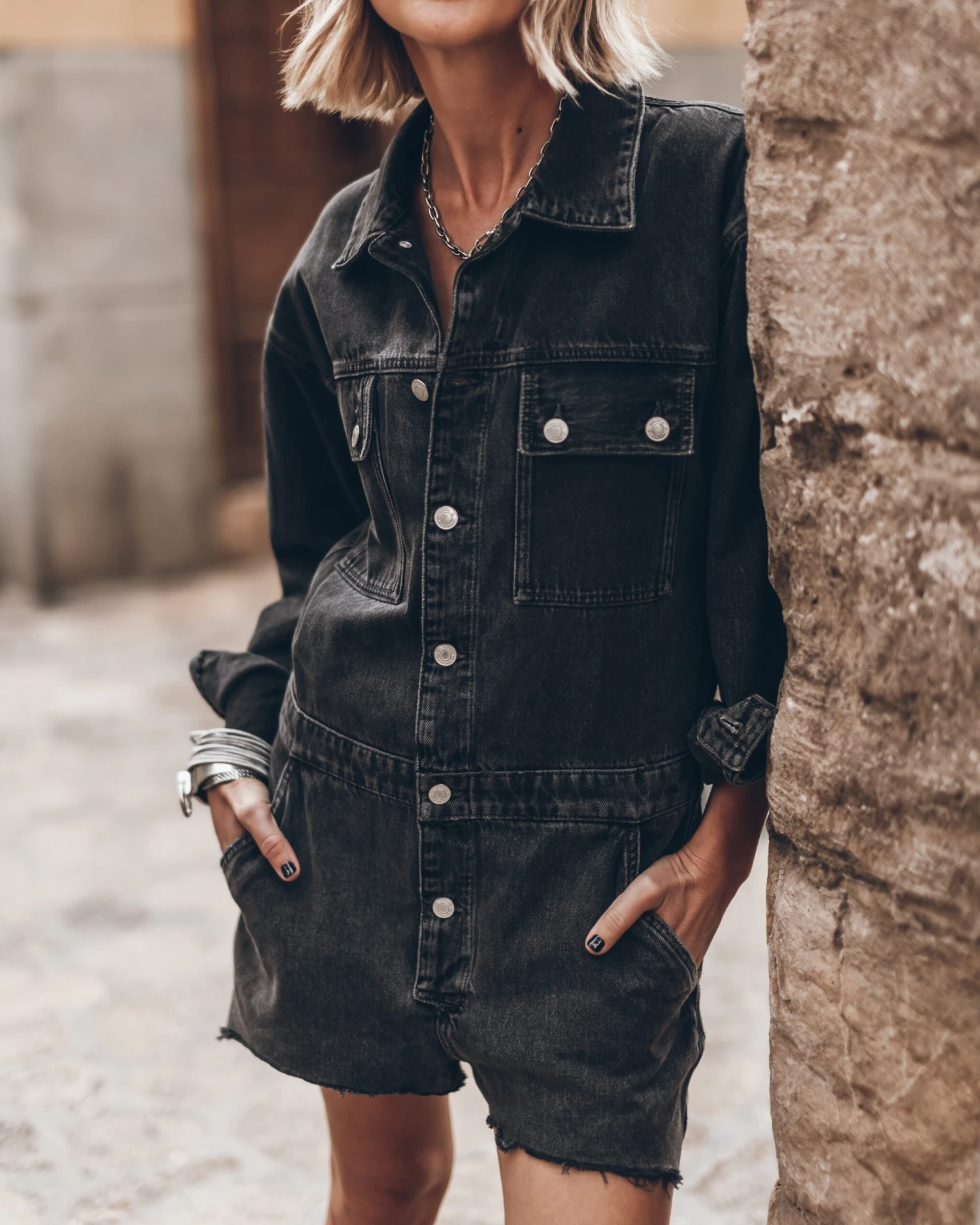 The Black Short Denim Jumpsuit 3 The Black Short Denim Jumpsuit
