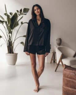 The Black Silk Shirt 16 The Black Silk Shirt -Modern Ladies Wear Store mikuta black silk shirt black silk boxer shorts leonie s ss25 6545