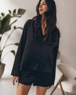 The Black Silk Shirt 13 The Black Silk Shirt -Modern Ladies Wear Store mikuta black silk shirt black silk boxer shorts leonie s ss25 6575