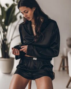 The Black Silk Shirt 12 The Black Silk Shirt -Modern Ladies Wear Store mikuta black silk shirt black silk boxer shorts leonie s ss25 6671