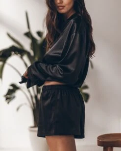 The Black Silk Shirt 14 The Black Silk Shirt -Modern Ladies Wear Store mikuta black silk shirt black silk boxer shorts leonie s ss25 6714