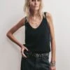 The Black Thin Knit Tank Top 2 The Black Thin Knit Tank Top -Modern Ladies Wear Store mikuta black thin knit tank top black baggy jeans studded belt marie c SS25 1442