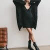 The Black Thin Long Knitted Cardigan 2 The Black Thin Long Knitted Cardigan -Modern Ladies Wear Store mikuta black thin long knitted cardigan black short lyocell slip dress black buckle boots marie c SS25 1948