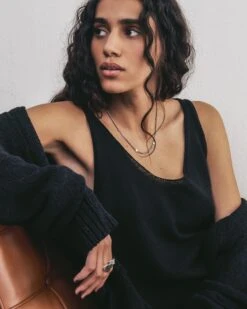 The Black Thin Knit Dress -Modern Ladies Wear Store mikuta black thin long knitted cardigan black thin knit dress aya f SS25 3579