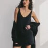 The Black Thin Knit Dress 2 The Black Thin Knit Dress -Modern Ladies Wear Store mikuta black thin long knitted cardigan black thin knit dress aya f SS25 3621 cropped