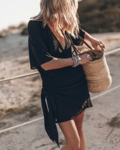 The Black Wrap Dress -Modern Ladies Wear Store mikuta black wrap dress 2649