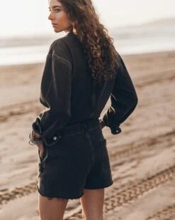 The Black Short Denim Jumpsuit 13 The Black Short Denim Jumpsuit -Modern Ladies Wear Store mikuta charcoal short denim jumpsuit model aina 5425