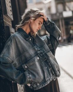 The Dark Blue Denim Jacket 13 The Dark Blue Denim Jacket -Modern Ladies Wear Store mikuta dark blue denim jacket black long slip dress model marie 0652