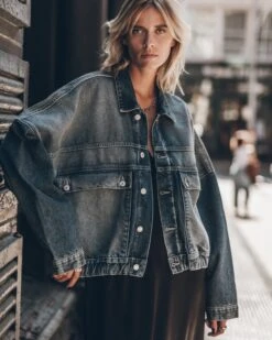 The Dark Blue Denim Jacket 12 The Dark Blue Denim Jacket -Modern Ladies Wear Store mikuta dark blue denim jacket black long slip dress model marie 0659