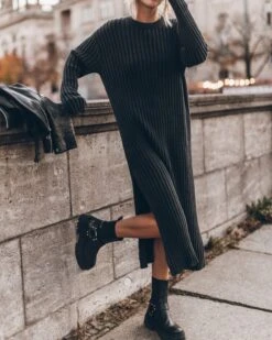 The Dark Faded Knit Longsleeve Dress -Modern Ladies Wear Store mikuta dark faded knit longsleeve dress black biker boots 1643 dae9c01b e6e3 4d54 8bf8 87fdd98ba6e3