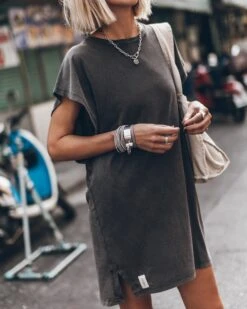 The Dark Faded Short Batwing Dress -Modern Ladies Wear Store mikuta dark faded short batwing dress black leather buckle sandals light small canvas bag 4800