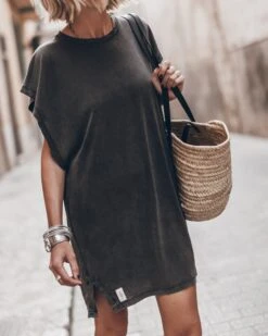The Dark Faded Short Batwing Dress -Modern Ladies Wear Store mikuta dark faded short batwing dress large raffia basket bag 3696