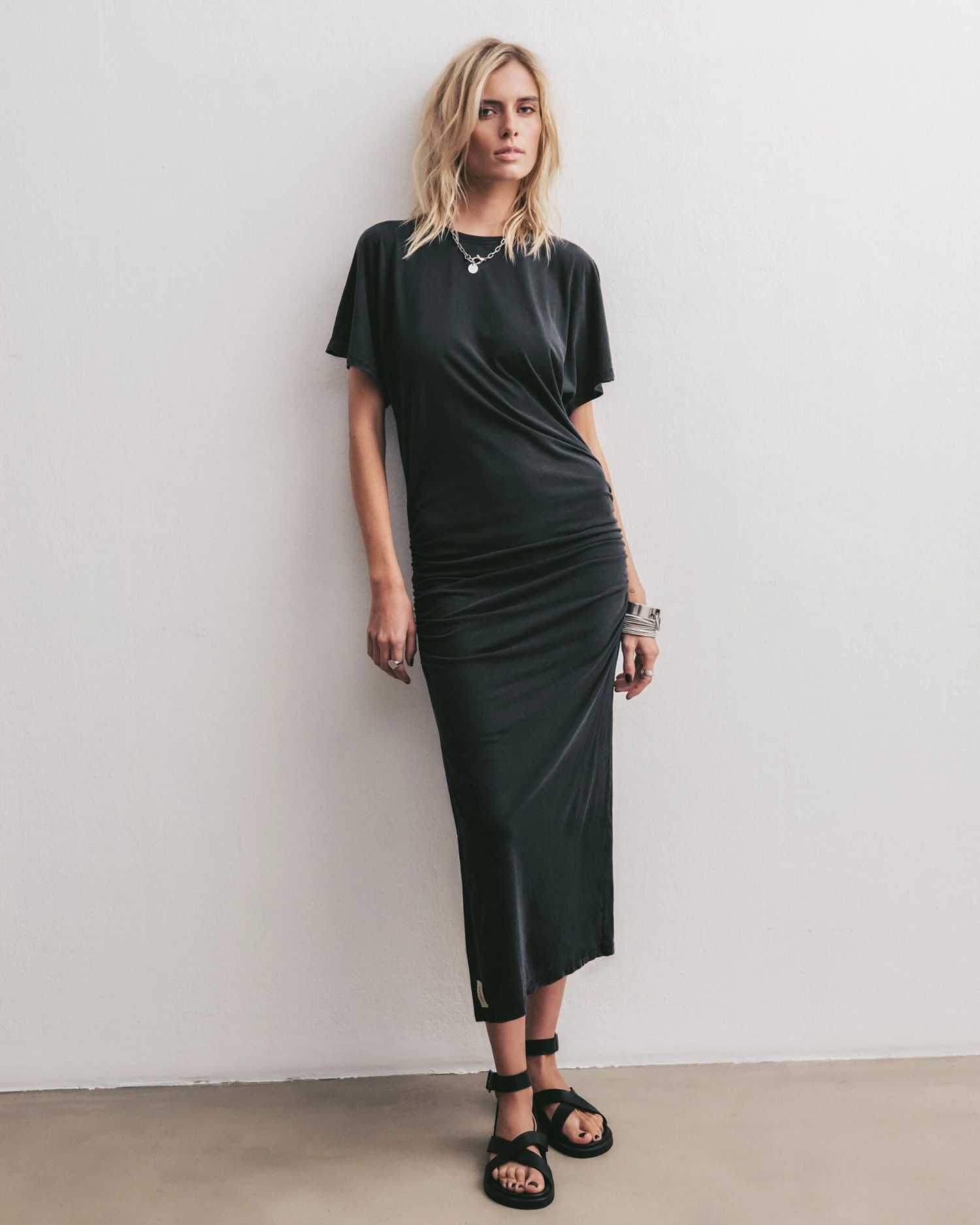 The Dark Long Draped T-Shirt Dress 3 The Dark Long Draped T-Shirt Dress