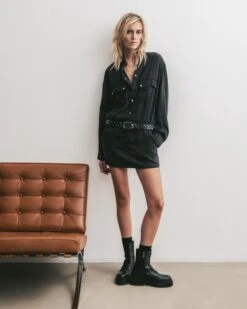 The Dark Pocket Shirt Dress 15 The Dark Pocket Shirt Dress -Modern Ladies Wear Store mikuta dark pocket shirt dress studded belt black biker boots marie c SS25 1713
