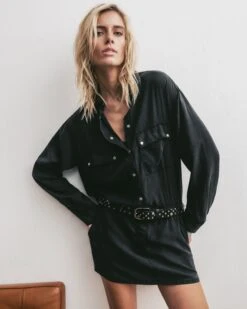 The Dark Pocket Shirt Dress 13 The Dark Pocket Shirt Dress -Modern Ladies Wear Store mikuta dark pocket shirt dress studded belt marie c SS25 1731