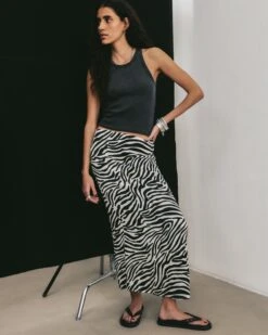 The Zebra Long Lyocell Skirt 11 The Zebra Long Lyocell Skirt -Modern Ladies Wear Store mikuta dark standard tank top zebra long lyocell skirt black studded leather sandals aya f SS25 4295