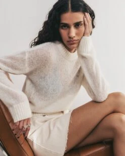 The Ecru Fine Knitted Sweater -Modern Ladies Wear Store mikuta ecru fine knitted sweater white denim skirt aya f SS25 3564