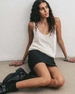 The Ecru Thin Knit Tank Top 16 The Ecru Thin Knit Tank Top -Modern Ladies Wear Store mikuta ecru thin knit tank top leather skirt black biker boots aya f SS25 3772