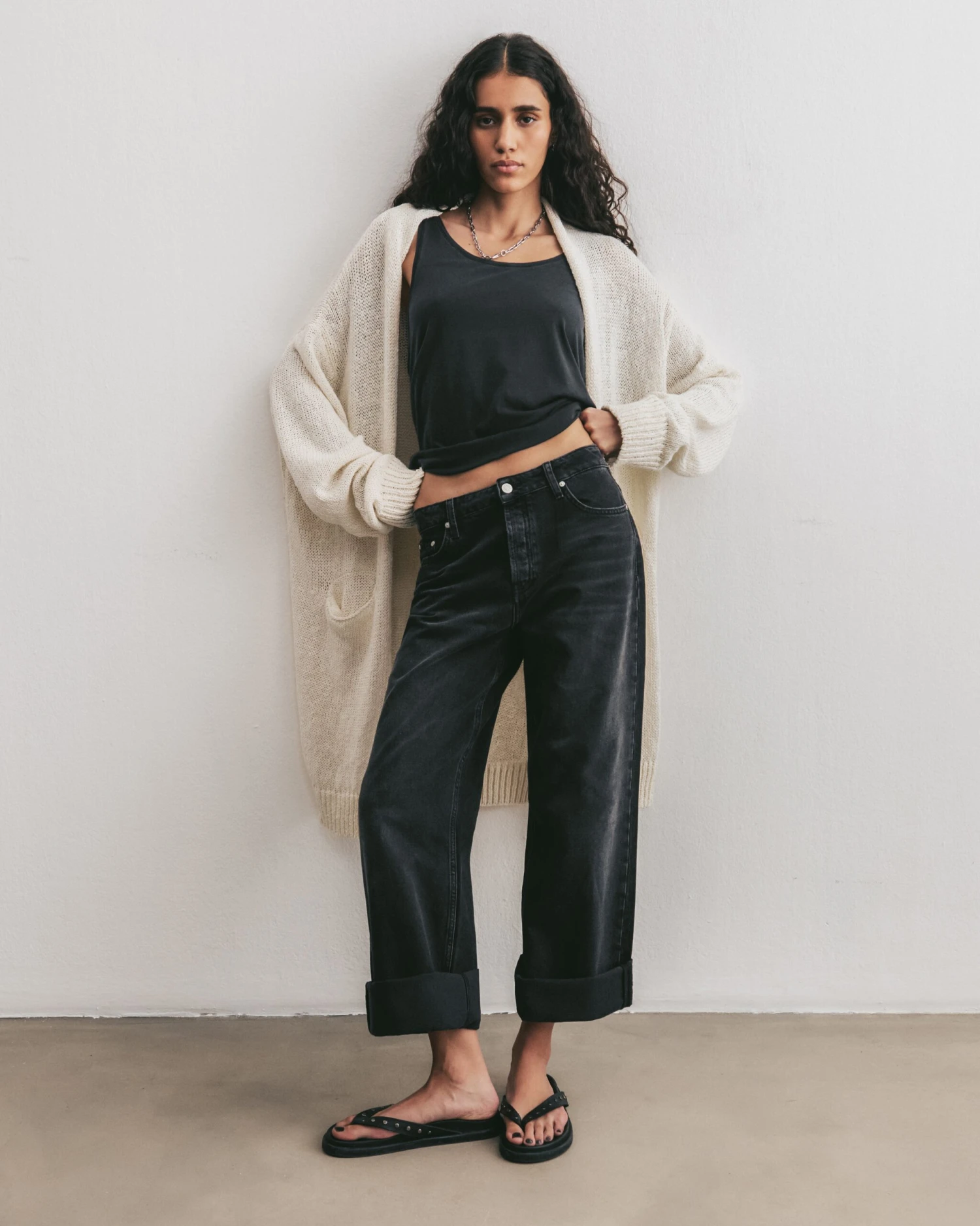 The Ecru Thin Long Knitted Cardigan 5 The Ecru Thin Long Knitted Cardigan - Image 3