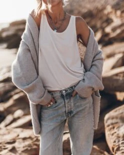 The Grey Oversized Knitted Cardigan 10 The Grey Oversized Knitted Cardigan -Modern Ladies Wear Store mikuta grey oversized knitted cardigan white base tank top blue ripped relaxed jeans 3114 43f37b33 e499 49b5 977d 4ea47d9bc967