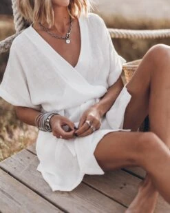 The White Linen Kimono Dress 12 The White Linen Kimono Dress -Modern Ladies Wear Store mikuta light linen kimono dress 9976