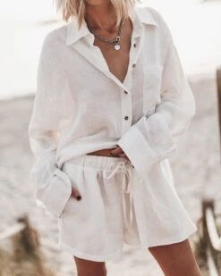 The White Linen Shorts 10 The White Linen Shorts -Modern Ladies Wear Store mikuta light linen shirt shorts 0432