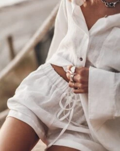 The White Linen Shorts 11 The White Linen Shorts -Modern Ladies Wear Store mikuta light linen shirt shorts 0956