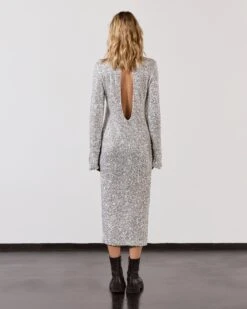 The Light Long Sequin Dress -Modern Ladies Wear Store mikuta light long sequin dress black laced leather boots model lara 3