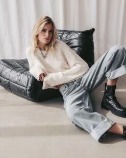 The Blue Baggy Jeans 13 The Blue Baggy Jeans -Modern Ladies Wear Store mikuta light soft knitted sweater blue baggy jeans black laced leather boots marie c SS25 0946 1