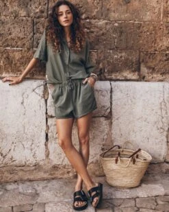 The Green Co-Ord Shorts -Modern Ladies Wear Store mikuta olive co ord model aina 3170