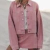 The Pink Cropped Denim Jacket 2 The Pink Cropped Denim Jacket -Modern Ladies Wear Store mikuta pink cropped denim jacket pink denim skirt 2690