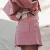 The Pink Denim Skirt -Modern Ladies Wear Store mikuta pink cropped denim jacket pink denim skirt 2792