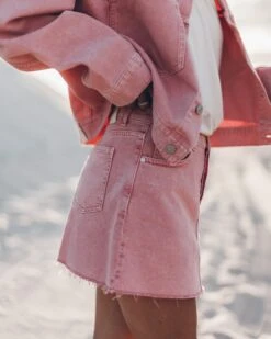 The Pink Denim Skirt -Modern Ladies Wear Store mikuta pink cropped denim jacket pink denim skirt 2943