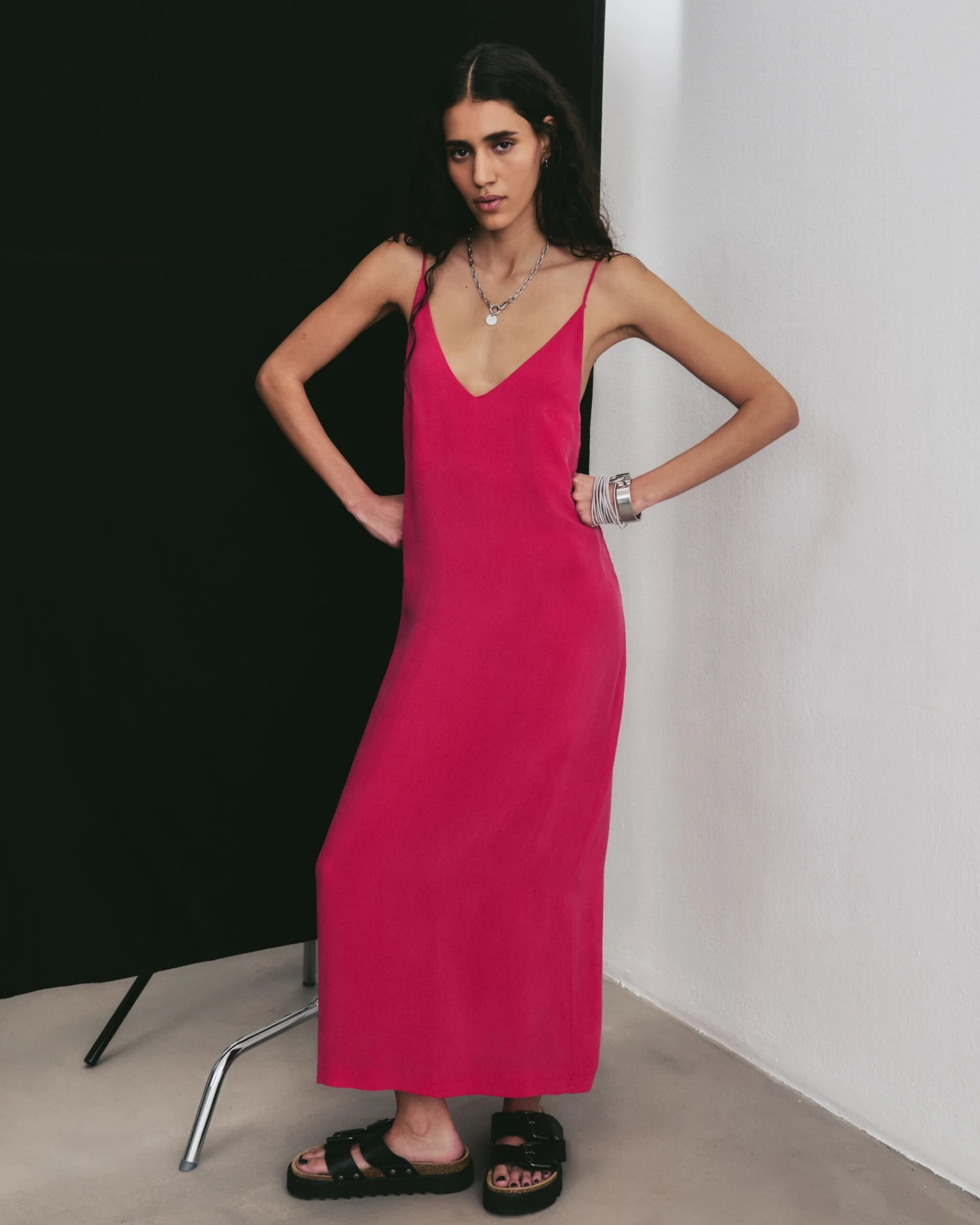 The Pink Long Cupro Slip Dress 6 The Pink Long Cupro Slip Dress - Image 4