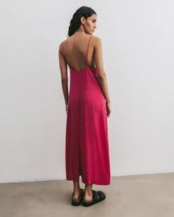 The Pink Long Cupro Slip Dress 11 The Pink Long Cupro Slip Dress -Modern Ladies Wear Store mikuta pink long cupro dress black leather buckle sandals aya f SS25 1696