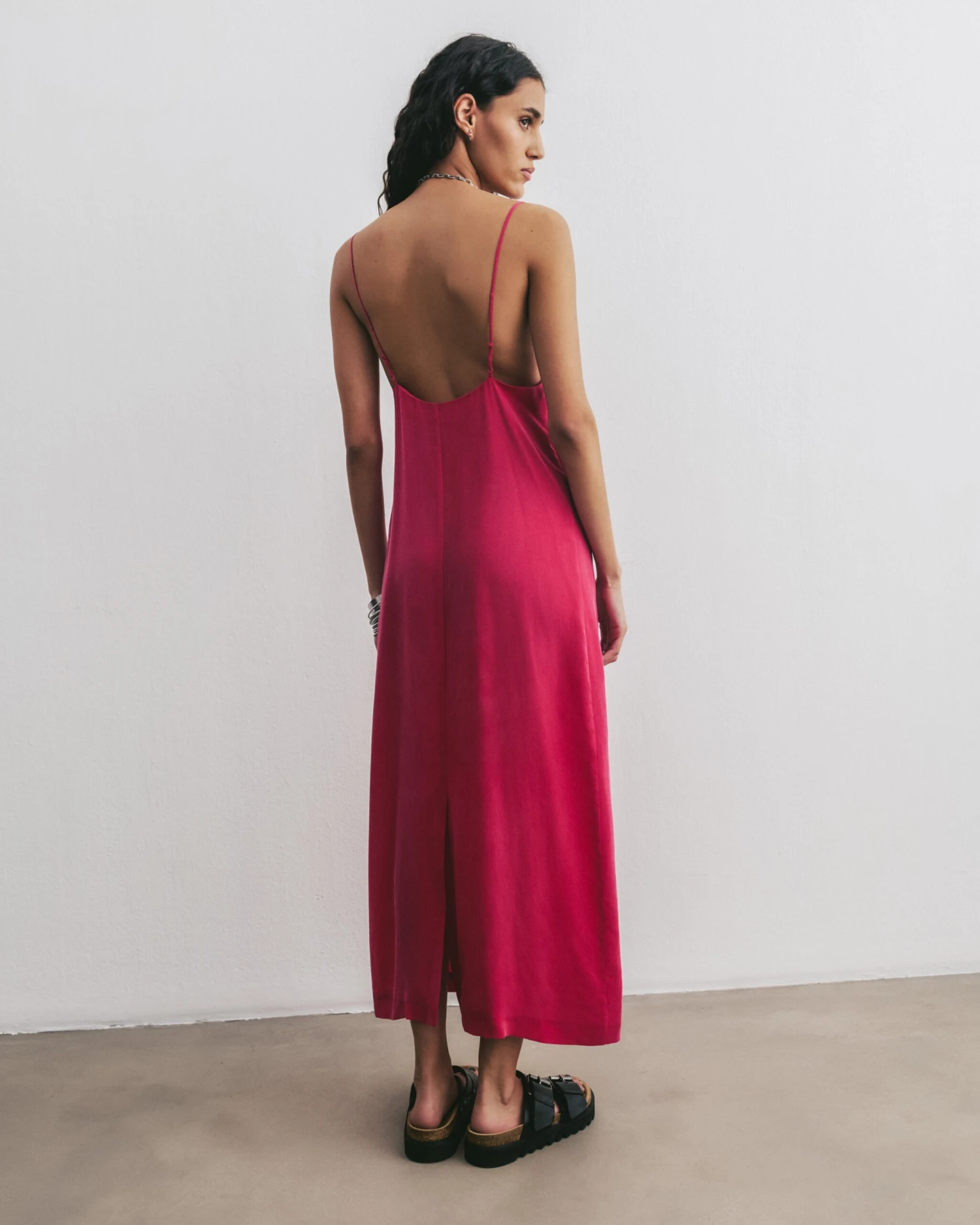 The Pink Long Cupro Slip Dress 7 The Pink Long Cupro Slip Dress - Image 5
