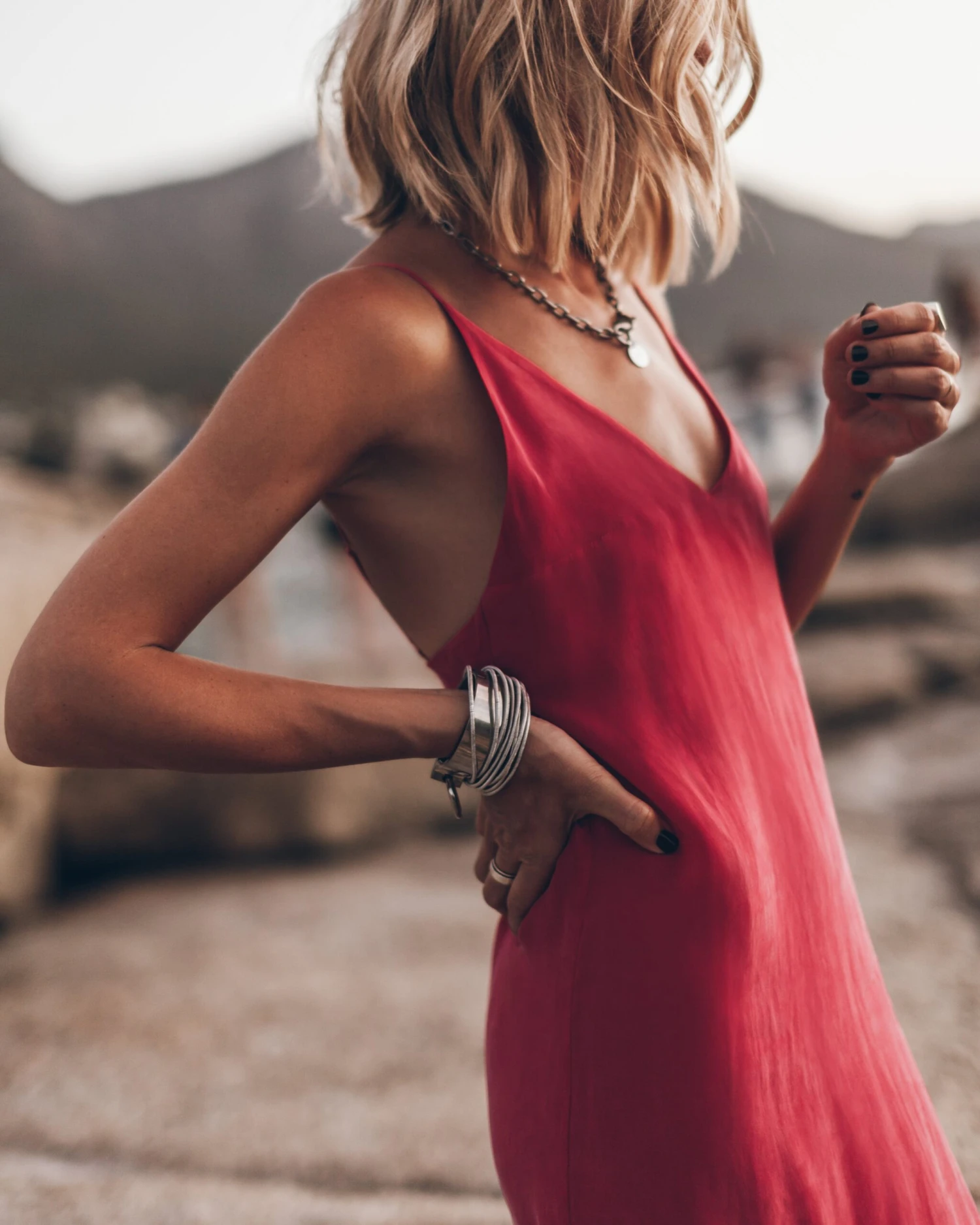 The Pink Long Cupro Slip Dress 4 The Pink Long Cupro Slip Dress - Image 2