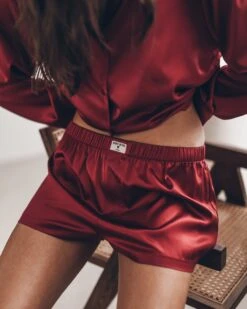 The Red Silk Boxer Shorts 14 The Red Silk Boxer Shorts -Modern Ladies Wear Store mikuta red silk shirt red silk boxer shorts leonie s ss25 6029