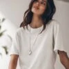 The Off White Dry Cotton Vintage T-Shirt 2 The Off White Dry Cotton Vintage T-Shirt -Modern Ladies Wear Store mikuta silver long heart necklace off white dry cotton vintage t shirt leonie s ss25 7298
