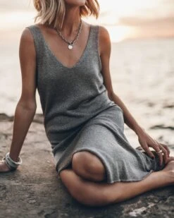 The Silver Sparkly Thin Long Knit Dress -Modern Ladies Wear Store mikuta silver sparkly thin long knit dress 3182