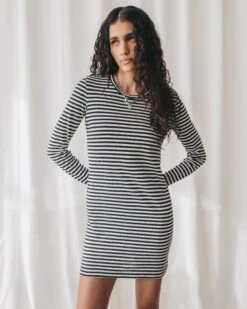 The Striped Short Linen Longsleeve Dress -Modern Ladies Wear Store mikuta striped short linen longsleeve dress aya f SS25 1550