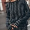 The Striped Sparkly Thin Longsleeve 2 The Striped Sparkly Thin Longsleeve -Modern Ladies Wear Store mikuta striped sparkly thin longsleeve black ripped relaxed jeans 7572