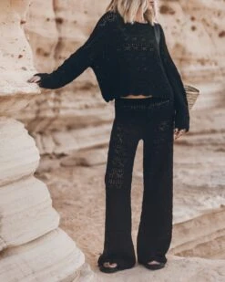 The Black Crochet Sweater -Modern Ladies Wear Store mikuta the black crochet sweater the black crochet pants 9909 1