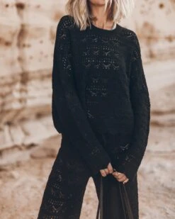 The Black Crochet Sweater -Modern Ladies Wear Store mikuta the black crochet sweater the black crochet pants 9944